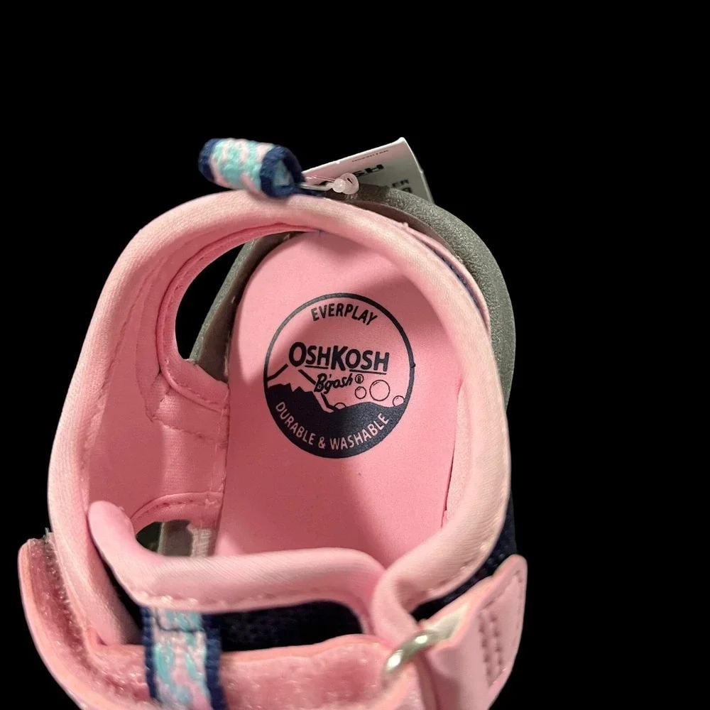 OshKosh Toddler Girls Fisherman Sport Sandals‎ Size 9 Pink Navy Blue Washable